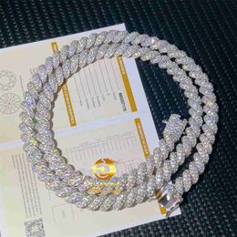 Stock prêt à expédier Gra certifié Vvs Moissanite Diamond 8mm 18inch Hip Hop Iced Out Rope Chain