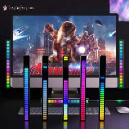 Stock RGB activado por voz Pickup Rhythm Light, Creative Colorful Sound Control Ambient con indicador de nivel de música de 32 bits Car Desktop LED Light BS10