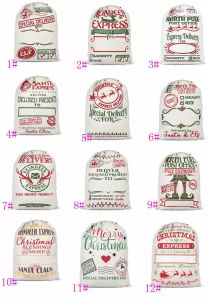 Stock Santa Sack Bags Kerstdecoratie Linnen Drawstring Doektas Geschenktas 12 Stijlen FY5995 0628