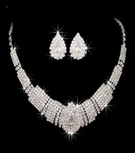 Stock Silve Deux ensembles d'accessoires de mariage Bling, coiffure de mariée, cadeau, collier en diamant, bijoux, boucles d'oreilles, strass, fête Chri4789061