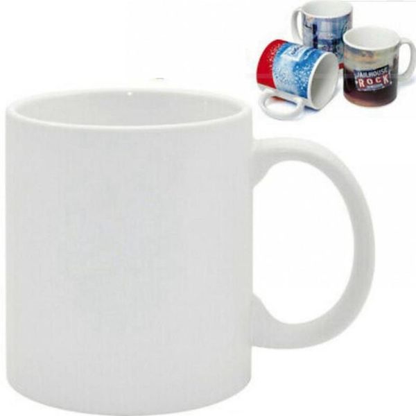 Tasse vierge à Sublimation en céramique à transfert thermique, tasse d'eau blanche de 11oz, cadeaux de fête, verres