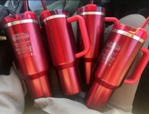 STOCK Holiday Red Co bran ded Winter Pink Shimmery EDITION LIMITÉE 40 oz Tumblers 40oz Mugs Poignée Couvercle Paille Bouteille d'eau 0228