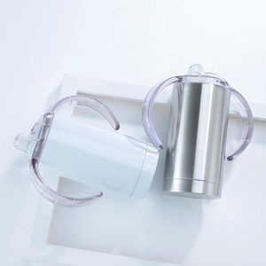 Gobelets en acier inoxydable à double paroi de 12oz, avec poignée vierge sous vide, tasse de voyage à sublimation pour enfants et bébés