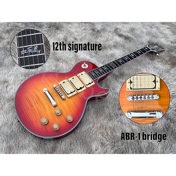 Stockage!Ace Electric Guitar Cherry Burst Pièces chromées HHH Pickups crème