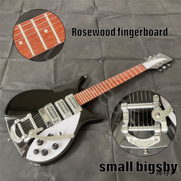 Stockage! Guitare électrique Couleur noire massive Chrome Parts en palissanie Rose-Fingoard Pickguard blanc Incru