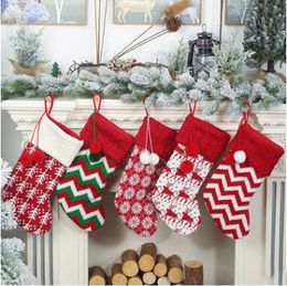 Kousen Wol Candy Gift Tassen Kerst Kousen Knit Santa Claus Xmas Feestartikelen Kerstboom Decoratie Ornament Sokken BzyQ6108