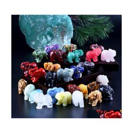 Piedra 1.5 pulgadas Elefantes semipreciosos adornos tallados Encantos Rose Quartz Healing Reiki Grabio de cristal de la moda Deli Dhadn