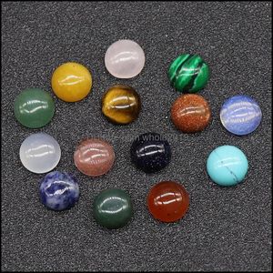 Steen 10 mm platte rug geassorteerde losse ronde vorm cabochons kralen voor sieraden maken genezende kristal groothandel drop levering dhnoe