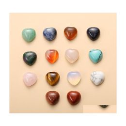 Piedra 10Mm Corazón Cristal Natural Cabujón Granos Sueltos Ópalo Rosa Cuarzo Turquesa Piedras Cara Curación Collar Anillo Pendientes Joyería Dhdtt