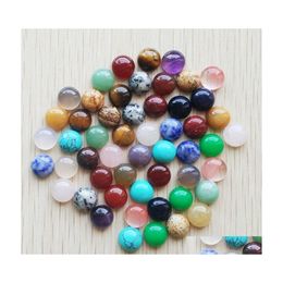 Steen 10 mm Meng Natuurlijke platte basisronde Cabochon Roze Cystal Losse kralen voor kettingoorbellen Sieraden Kleding Accessoires maken Dro Dhvaq