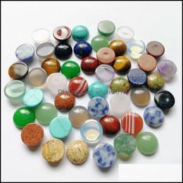 Steen 12 mm platte rug kwarts losse natuurlijke ronde cabochons chakra's kralen voor sieraden maken helende kristal groothandel drop levering dharu