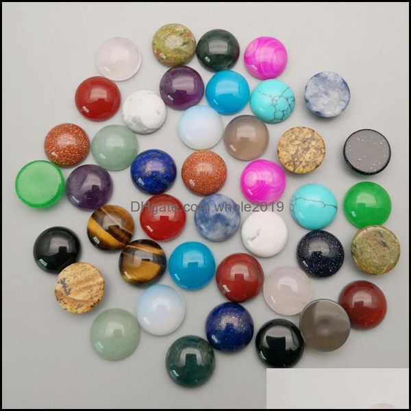 Piedra 12Mm Flat Back Cuarzo Loose Round Cab Cabochons Chakras Beads para la fabricación de joyas Cristal curativo Venta al por mayor Drop Delivery Dhe0I