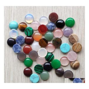 Pierre 14mm Assortiment Naturel Base Plate Ronde Cabochon Vert Rose Cystal Perles En Vrac Pour Collier Boucles D'oreilles Bijoux Vêtements Accessoires Dhukl