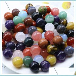 Pierre 16 mm perles rondes sans trous bk en pierre naturelle amethyst cristal agate bricolage accessoires de bijoux de balle non poreux