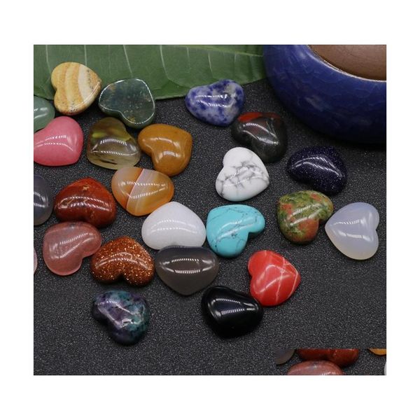 Perle di cabochon cabochon sciolti a forma di cuore assortiti con retro piatto in pietra da 18 mm per creazione di gioielli Consegna di goccia all'ingrosso Dhg74