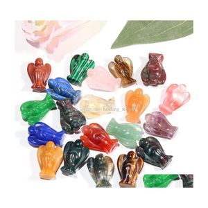 Pierre 20mm personnalisé sculpté petite décoration statue d'ange quartz naturel cristal artisanat gardien figurines statues livraison directe bijoux Dhtzl