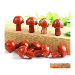 Steen 20 mm Mini Red Mushroom Plant Statue Stones Ornament Canving Home Decoratie Crystal Polishing Dhseller2010 Drop Delivery Jewelr Dhiax