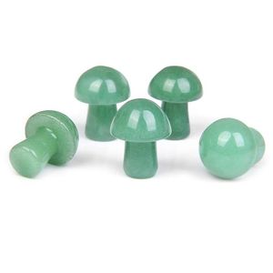 Pierre 20 mm Statue de champignon Aventurine verte sculptée Décoration Reiki Guérison Quartz Cristal Cadeau Chambre Ornement Plante Bibelot Goutte Del Dhuj9