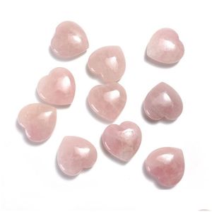 Steen 20Mm Natuurlijke Roze Rozenkwarts Wit Kristal Hart Ornament Chakra Healing Reiki Kralen Voor Sieraden Maken Diy Gift Decoratie D Dhzmg