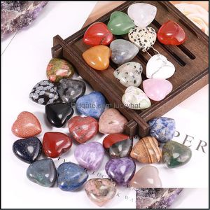 Pierre 20x10 mm coeur d'amour cristal naturel pierre artisanat ornements quartz cristaux de guérison énergie Reiki gemme salon décoration goutte D Dh5Hr