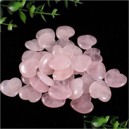 Steen 20X20X6Mm Hart Standbeeld Natuurlijke Gesneden Decoratie Rozenkwarts Hand Gepolijst Healing Crystal Reiki Trinket Gift Room Ornament Dr Dhvek