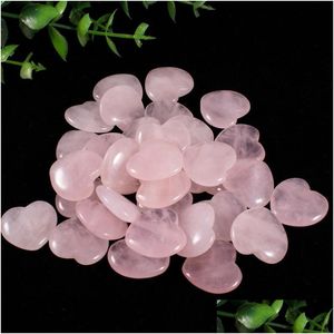 Pierre 20X20X6Mm Coeur Statue Naturel Sculpté Décoration Rose Quartz Poli À La Main Cristal De Guérison Reiki Bibelot Cadeau Chambre Orn Dhgarden Dhqgv