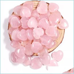 Steen 20x8mm Natural Rose Quartz Stone Crystal Heart Chakra Healing Reiki Gemstone Home Decor Diy Gift Drop levering 2022 Sieraden BDES DH76A