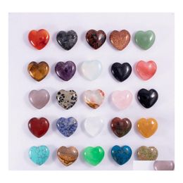 Steen 25Mm Love Hearts Natural Crystal Craft Ornamenten Quartz Healing Crystals Energy Reiki Gem Living Room Decoration Drop Delivery Dhe2K