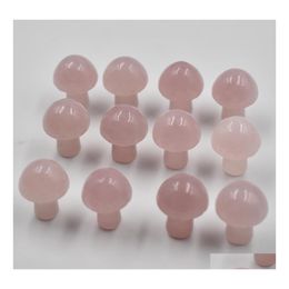 Pierre 2Cm Mignon Rose Quartz Mini Champignon Plante Statue Sculpture Naturelle Décoration De La Maison Cristal Polissage Gem Drop Livraison Bijoux Dhknf