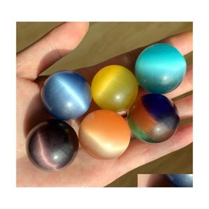 Steen 30 mm 7 chakra ronde katten oog kristal opaal ball moza￯ek ambacht cadeau yoga handspel geurgeurdecoratie drop levering sieraden dhwck