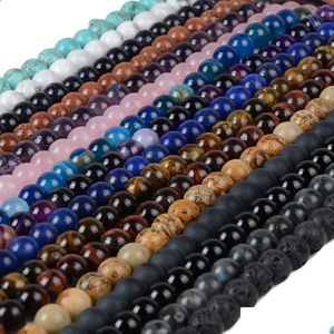 Stone 4 6 8 10 mm natuurlijke kralen zwarte lava tijger eye bk los voor doe -het -zelf maken armband ketting sieraden druppel dhta6