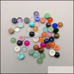 Piedra 4Mm Flat Back Cuarzo Loose Round Cab Cabochons Chakras Beads para la fabricación de joyas Cristal curativo Venta al por mayor Drop Delivery Dhpnk