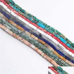 Steen 5x1m lange kubusvorm marmeren patroon losse kralen streng diy creatief natuurlijk materiaal voor sieraden maken armband neckled