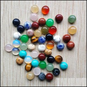 Pierre 6Mm Assortiment De Base Plate Naturelle Cabochon Rond Vert Rose Cystal Perles En Vrac Pour Collier Boucles D'oreilles Bijoux Vêtements Accessoires Dhbwv