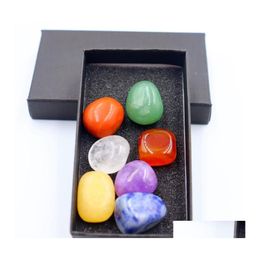 Stone 7 Chakra Box Set Reiki Natural Crystal Stones Polishing Amethyst Rose Quartz Yoga Energy Bead Healing Decoratio YydhHome Drop Dhfup