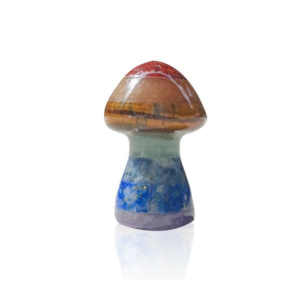 Pierre 7 Chakra Arc-en-ciel Champignon Forme Reiki Cristal Naturel Polissage Quartz Yoga Énergie Perle Guérison Décoration 36X22Mm Goutte Livraison Dhvew