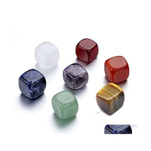 Stone 7 Chakra Set Reiki Natural Crystal Square Polishing Amethyst Rose Quartz Yoga Energy Bead Healing Decoratio Vipjewel Drop Deli Dh82G