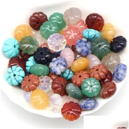 Pierre 7X11Mm Perles De Cristal Naturel En Forme De Citrouille Rose Blanc Vert Orange Perforé Lâche Perle Diy Fabrication De Bijoux Accessoires Drop Deli Dhlji