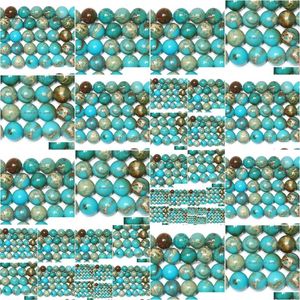 Stone 8mm 15 Natural Lake Blue Sea Sent Turquoises Imperial Jaspers Round Losse kralen 4 6 8 10 12mm Pick maat Drop levering Dhxjf