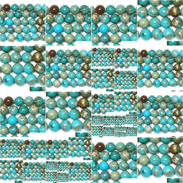 Pierre 8Mm 15 naturel lac bleu mer envoyé Turquoises jaspe impérial perles rondes en vrac 4 6 8 10 12Mm taille au choix livraison directe Dhxjf