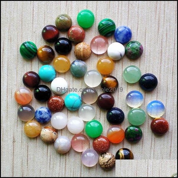 Pierre 8Mm Assortiment De Base Plate Naturelle Ronde Cabochon Vert Rose Cystal Perles En Vrac Pour Collier Boucles D'oreilles Bijoux Vêtements Accessoires Dhuk0