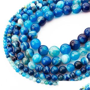 Steen 8 mm natuurlijke kralen blauwe streep agataten Onyx ronde los 4 6 8 10 12 14 mm fit diy ruimte sieraden maken druppel deli dga