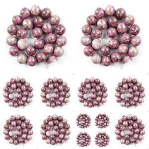 Pierre 8Mm Perles Naturelles Lépidolite Ronde En Vrac Pour La Fabrication De Bijoux 4/6/8 / 10Mm 15.5Inches Diy Bracelet Drop Delivery Dhgarden Dhkxq