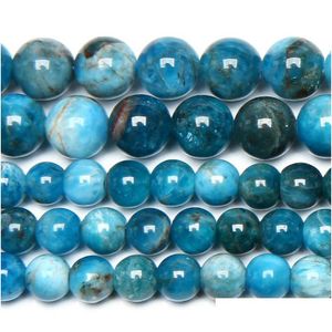 Pierre 8 Mm Apatite bleue naturelle perles rondes en vrac 15 brins 6 8 10 Mm taille au choix pour bijoux livraison directe Dhgarden Dhuve