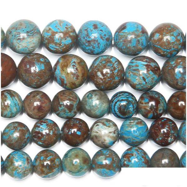 Piedra 8 mm natural azul loco encaje ágatas cuentas redondas sueltas 4 6 8 10 12 mm tamaño de selección para la fabricación de joyas entrega de gota Dhgarden Dhyaw