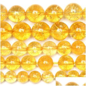 Steen 8 mm natuurlijke scheur gele cystals kwarts ronde losse kralen 15 streng 4 6 8 10 12mm pick maat voor sieraden maken druppel del dhgarden dh1nb