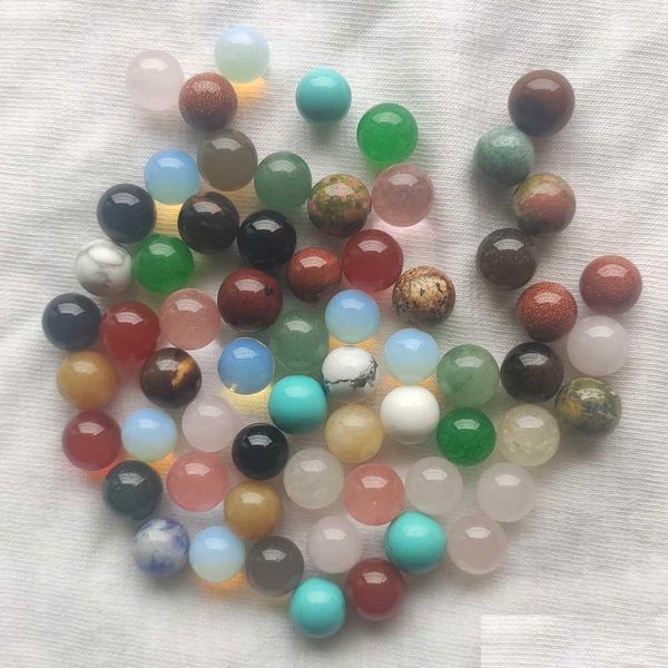 Pierre 8Mm mélange naturel forme de boule ronde pas de perles de trou pour les accessoires de bijoux faisant la pièce à main en gros décoration de la maison cadeau Dhgarden Dhayg