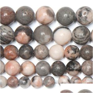 Pierre 8 mm naturel rose zèbre jaspe perles rondes en vrac 15 brins 6 8 10 12 mm taille au choix pour la fabrication de bijoux livraison directe 202 Dhcwe