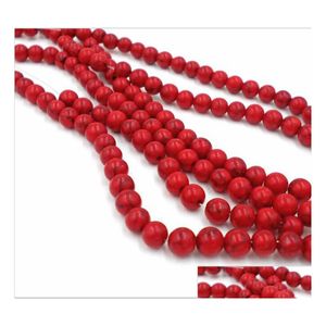 Pierre 8 mm pierres rouges naturelles rondes entretoises perles en vrac pour collier bracelet breloques fabrication de bijoux 4 mm 6 mm 10 mm 12 mm goutte Deli Dhgarden Dhuga