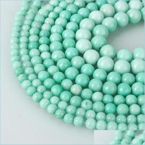 Pierre 8Mm Pierre Naturelle Amazonite Perles Rondes En Vrac 6Mm 10Mm 12Mm Pour La Fabrication De Bijoux Collier Diy Bracelet Drop Delivery 2021 Dhhab